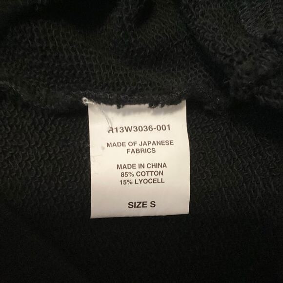 R13 Black One Shoulder French Terry Cotton Sweatshirt Dress 2016 Zip Slit S - Picture 6 of 7